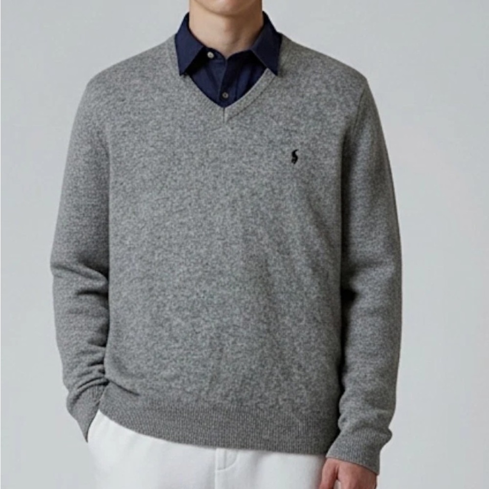 Polo by RalphLauren Classic V-Neck Gray Sweater
